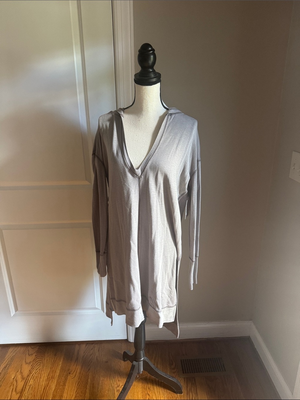 Free People Taupe Hooded V-Neck Women's Tunic size XS NWT